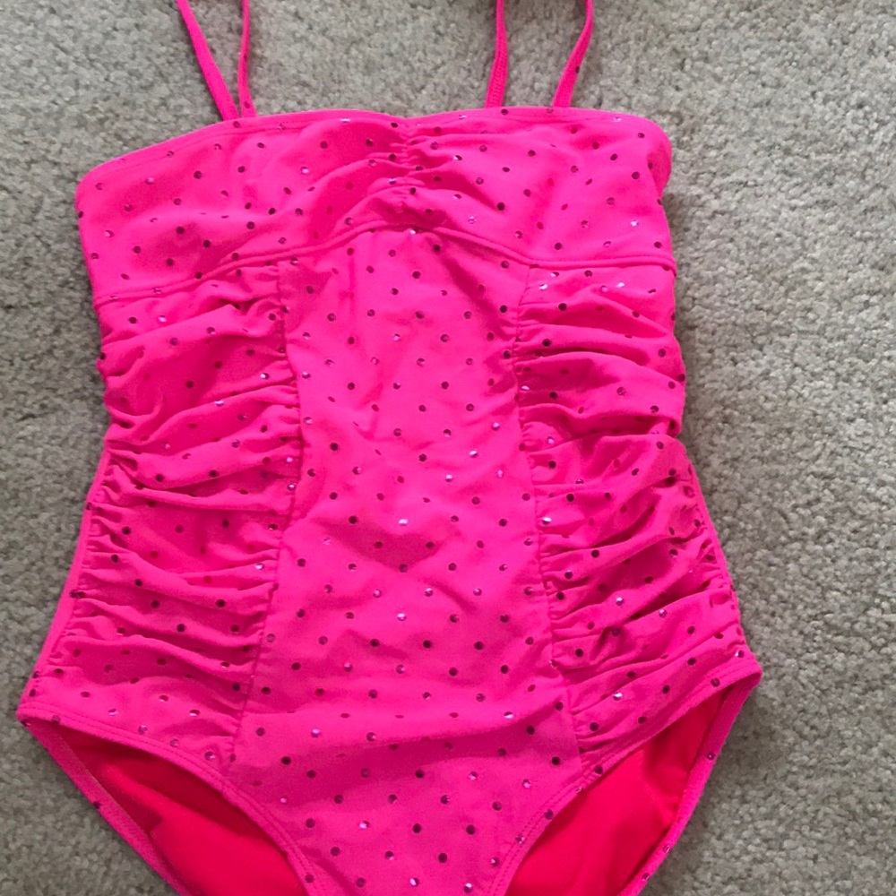 Pink polka dot swim suit